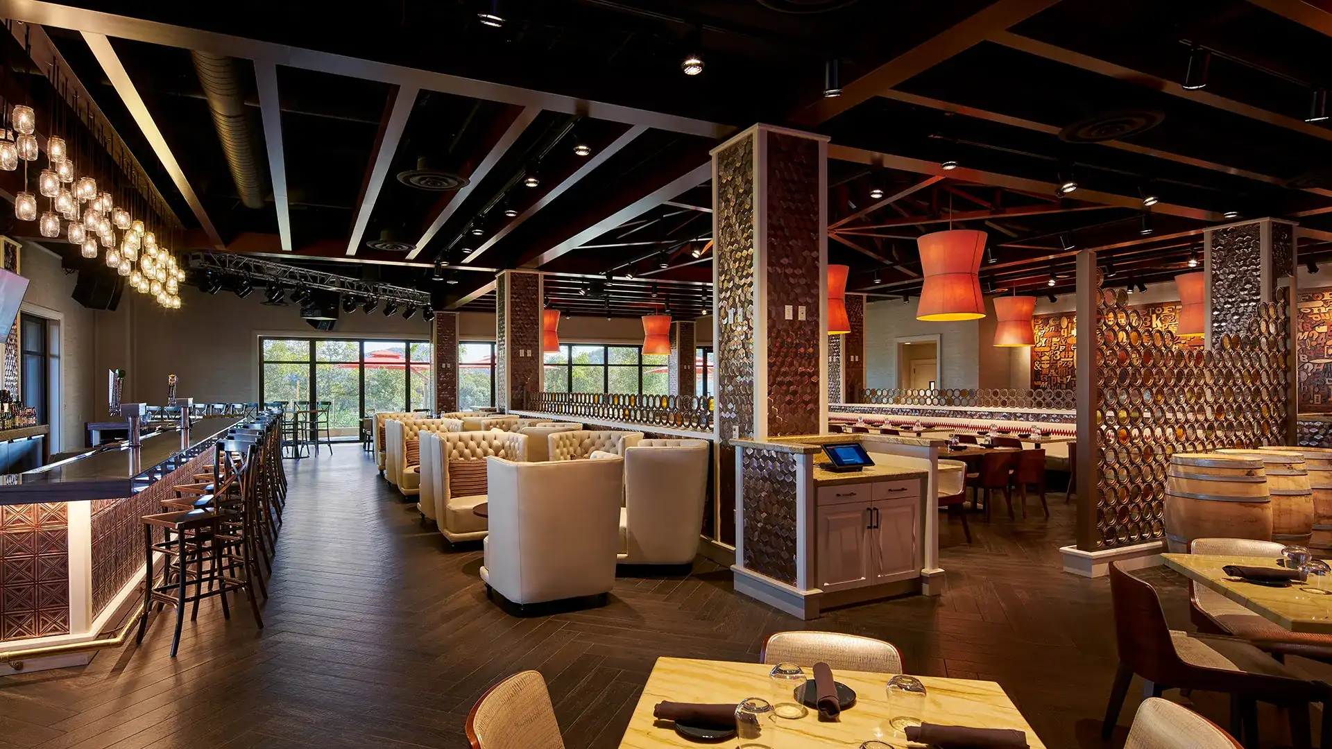 Louie Oliver's seating area and bar.