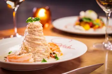 Lemon Spaghetti at Giada's at The Vanderpump Hotel.  July 2025.
