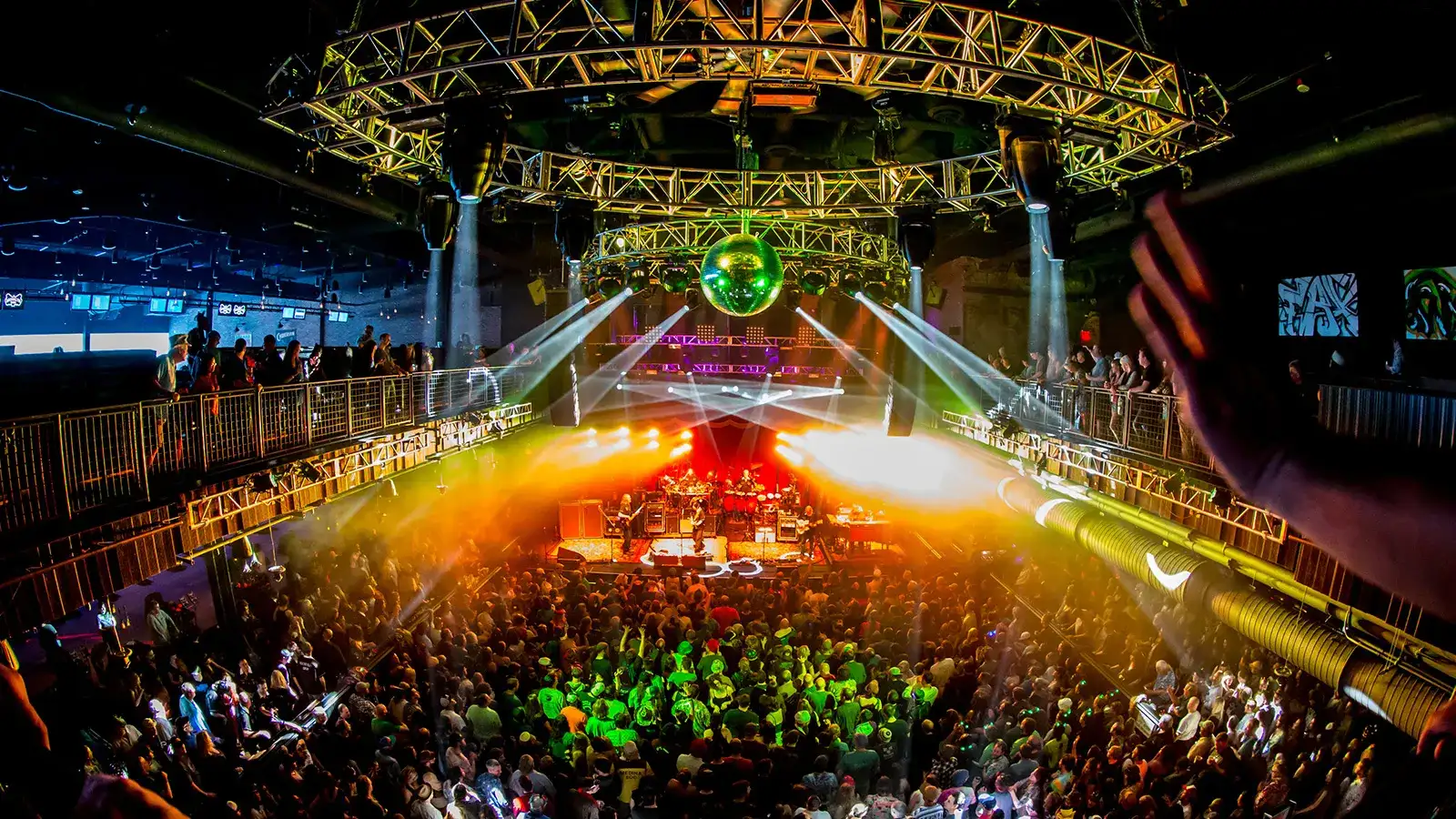 Las Vegas nightlife scene with a crowd watching a live show in at the Brooklyn Bowl