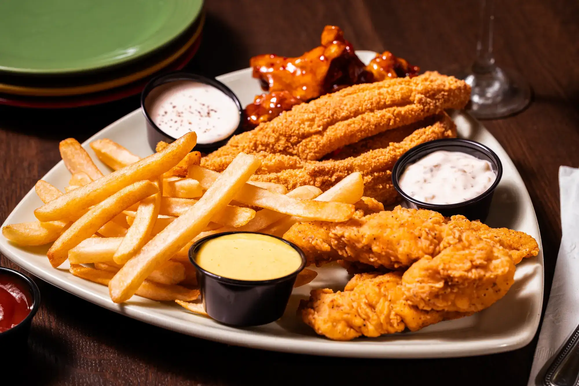 Bar food served on a plate