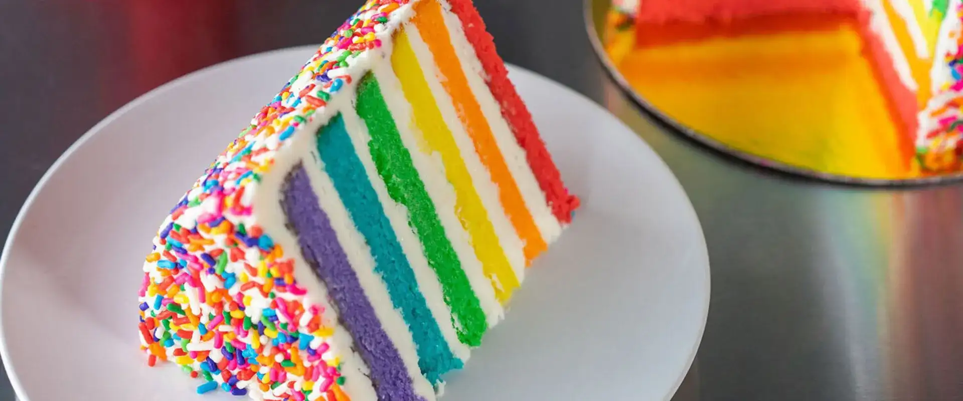 Rainbow cake slice from Pizzacake