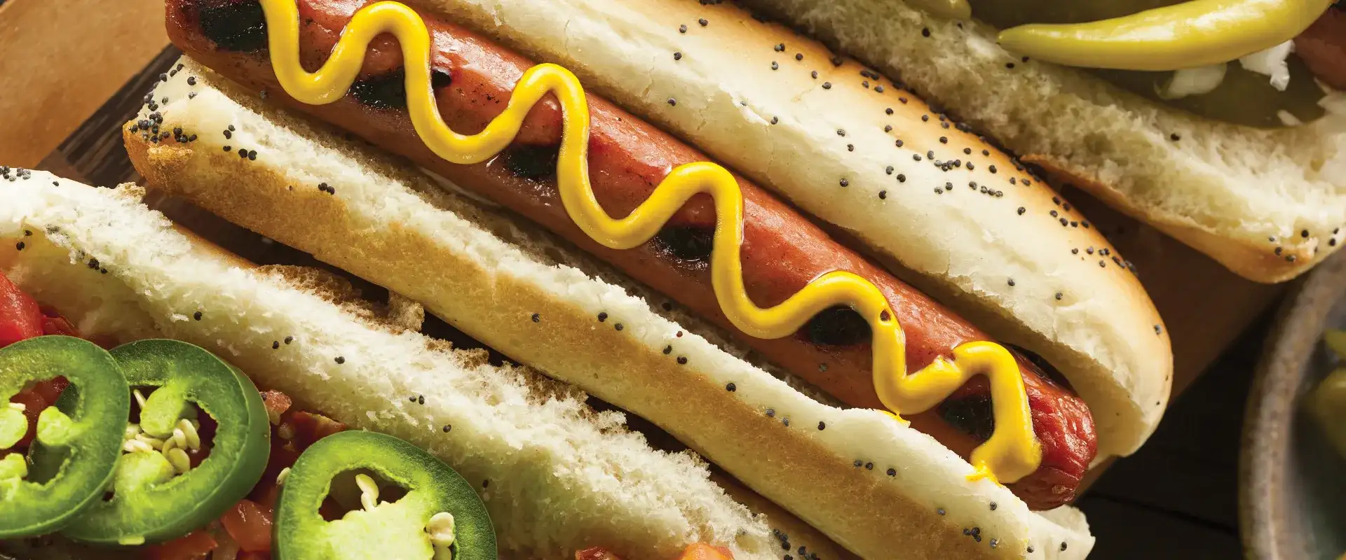 Hot dog with mustard.