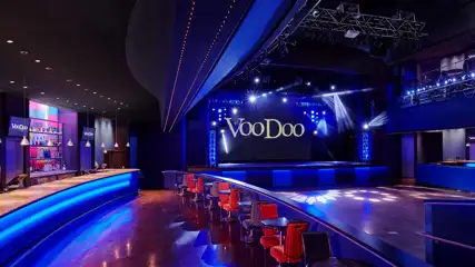 VooDoo Lounge stage, bar, and seating area.
