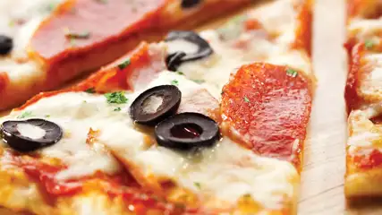 Pizza slices close-up.