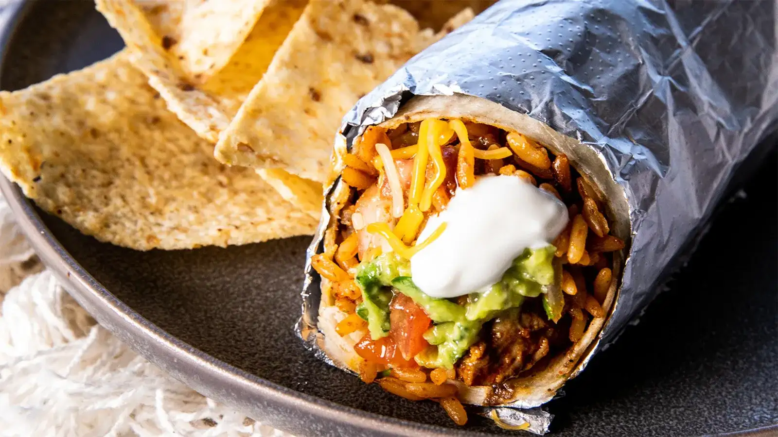 Burrito and chips from Moe's SW Grill