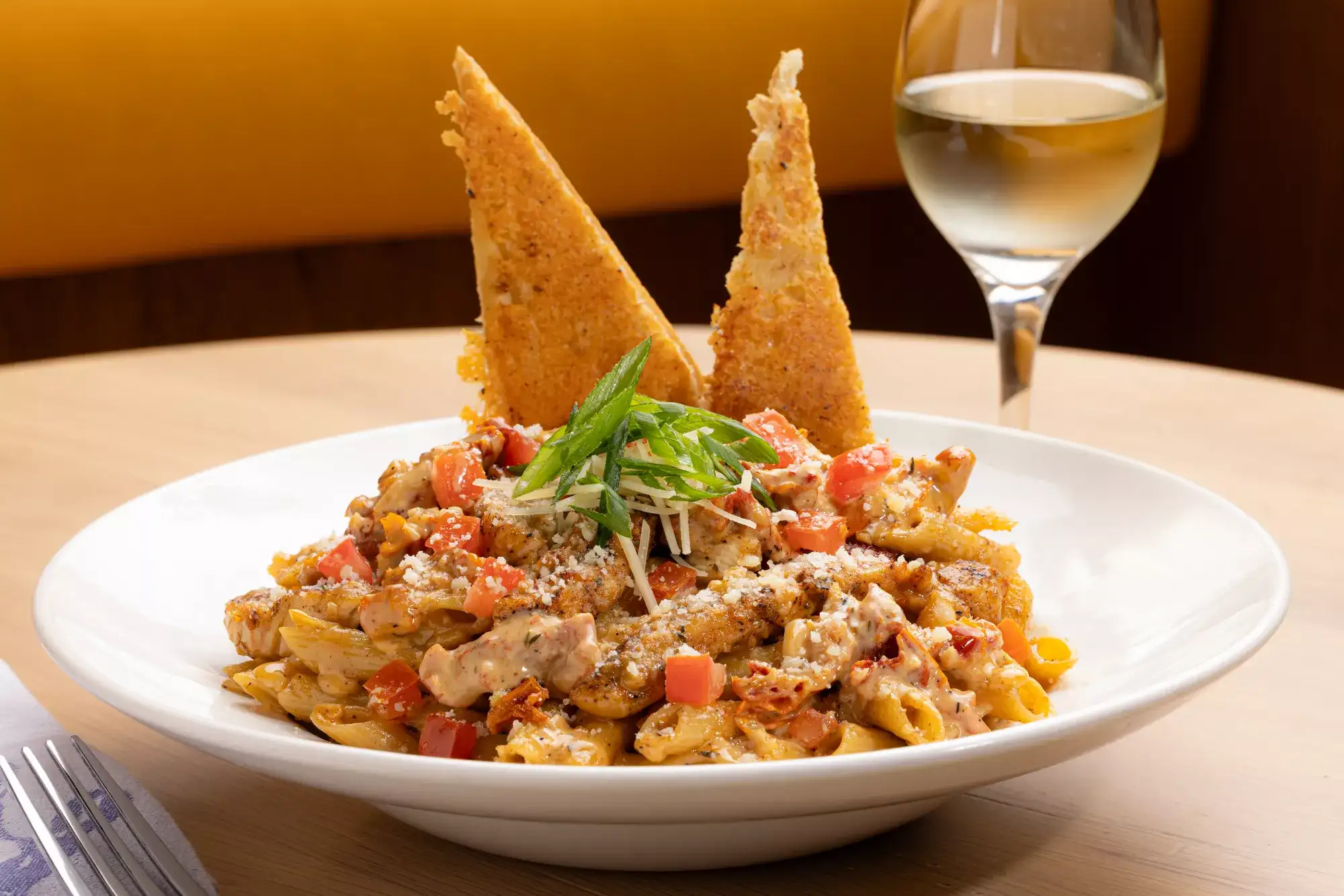 Chicken Pasta plated in a dish