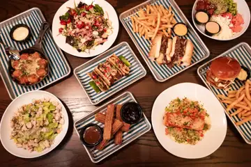 Table of food at Bottled Blonde