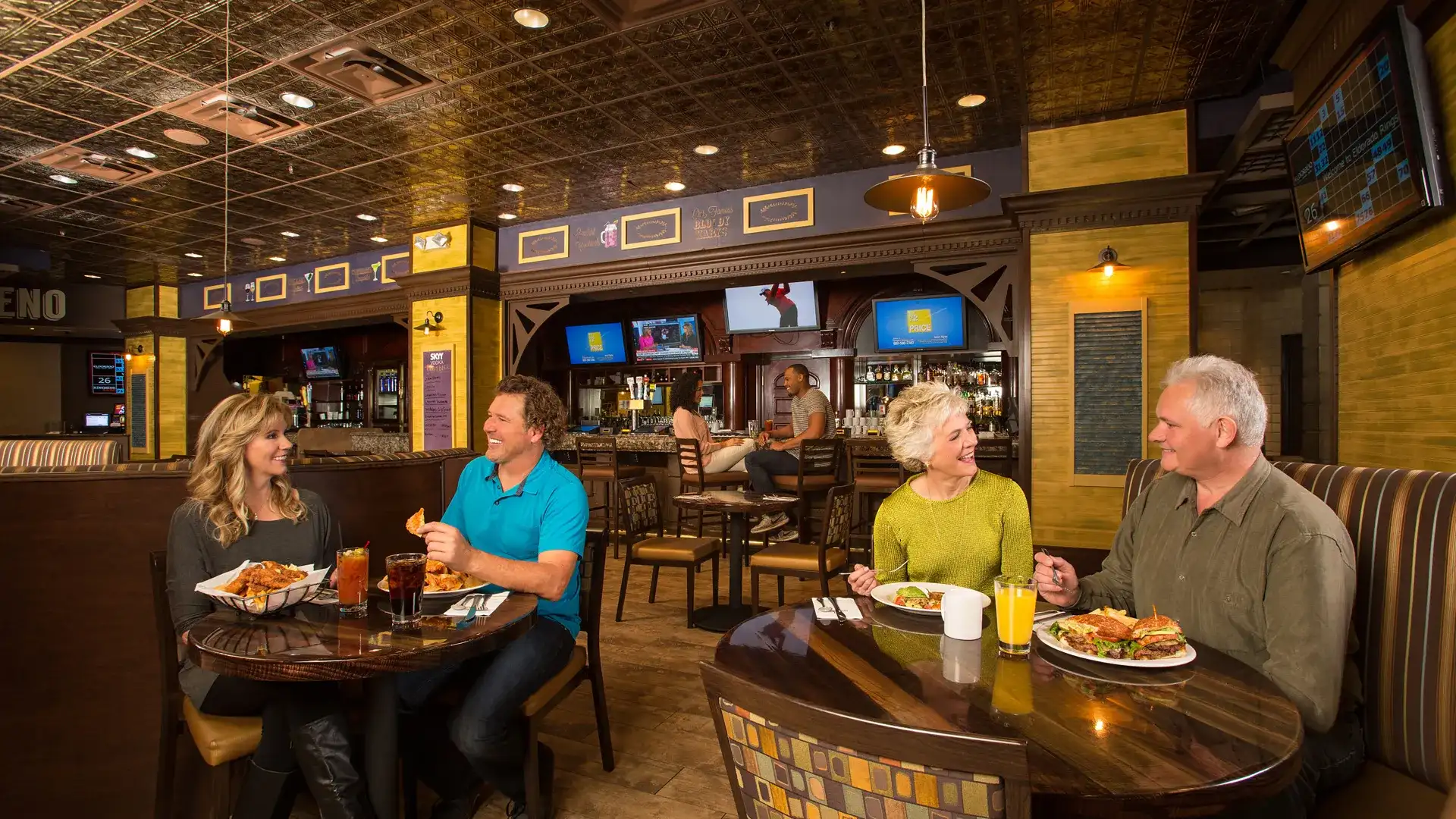 People sitting at a table dining.