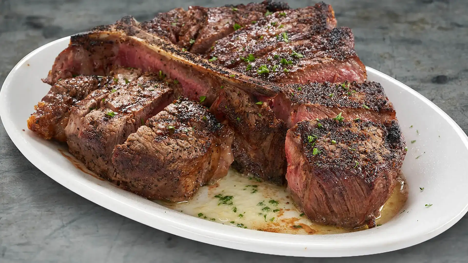 Juicy t-bone steak.