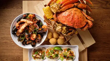 Spread of seafood from Chickie's and Pete's.