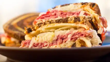 Deli sandwich on a plate.