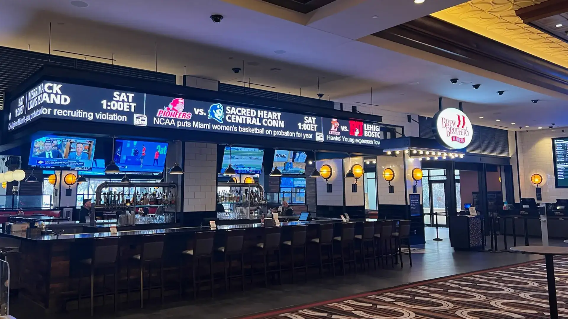 Entrance to Brew Brothers and adjacent bar.