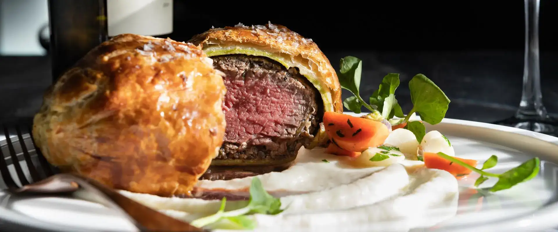 Beef wellington on a plate
