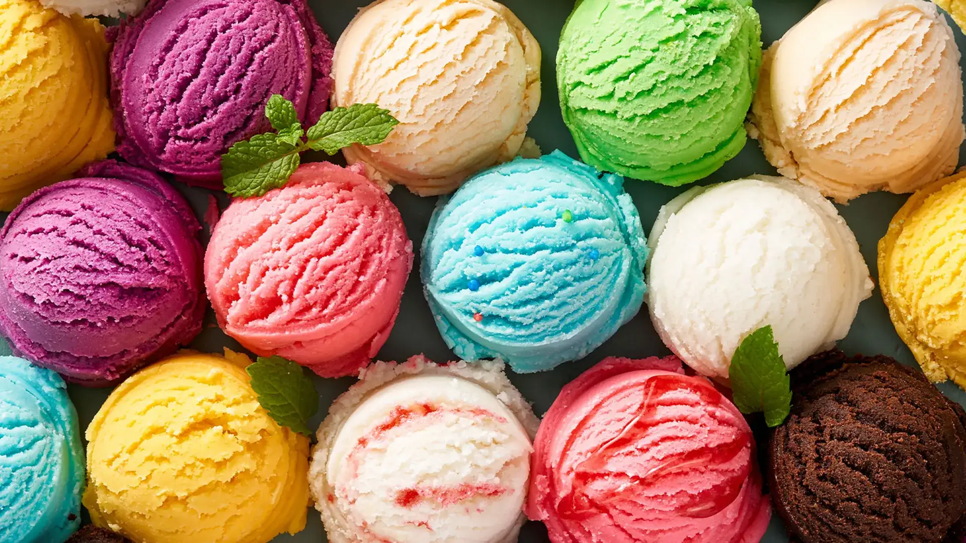 Colorful scoops of ice cream