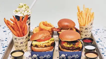 Tray full of items from Bobby's Burgers