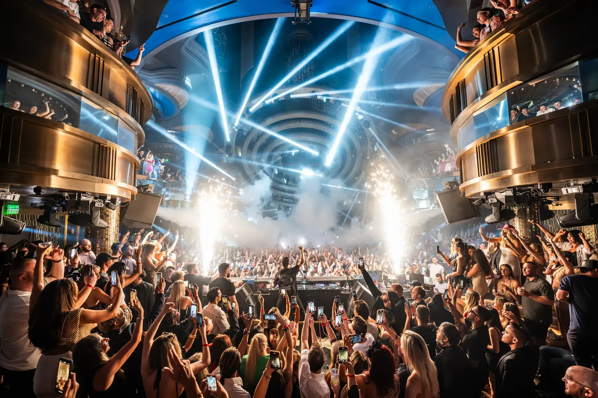 Crowd watching a DJ set at OMNIA Nightclub at Caesars Palace in Las Vegas.