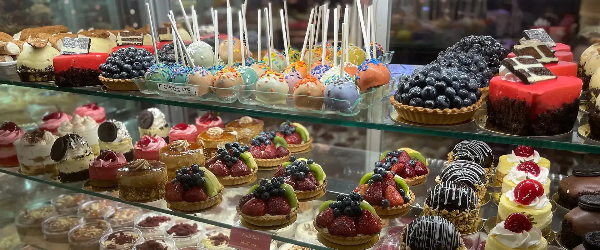 Display case of pastries.