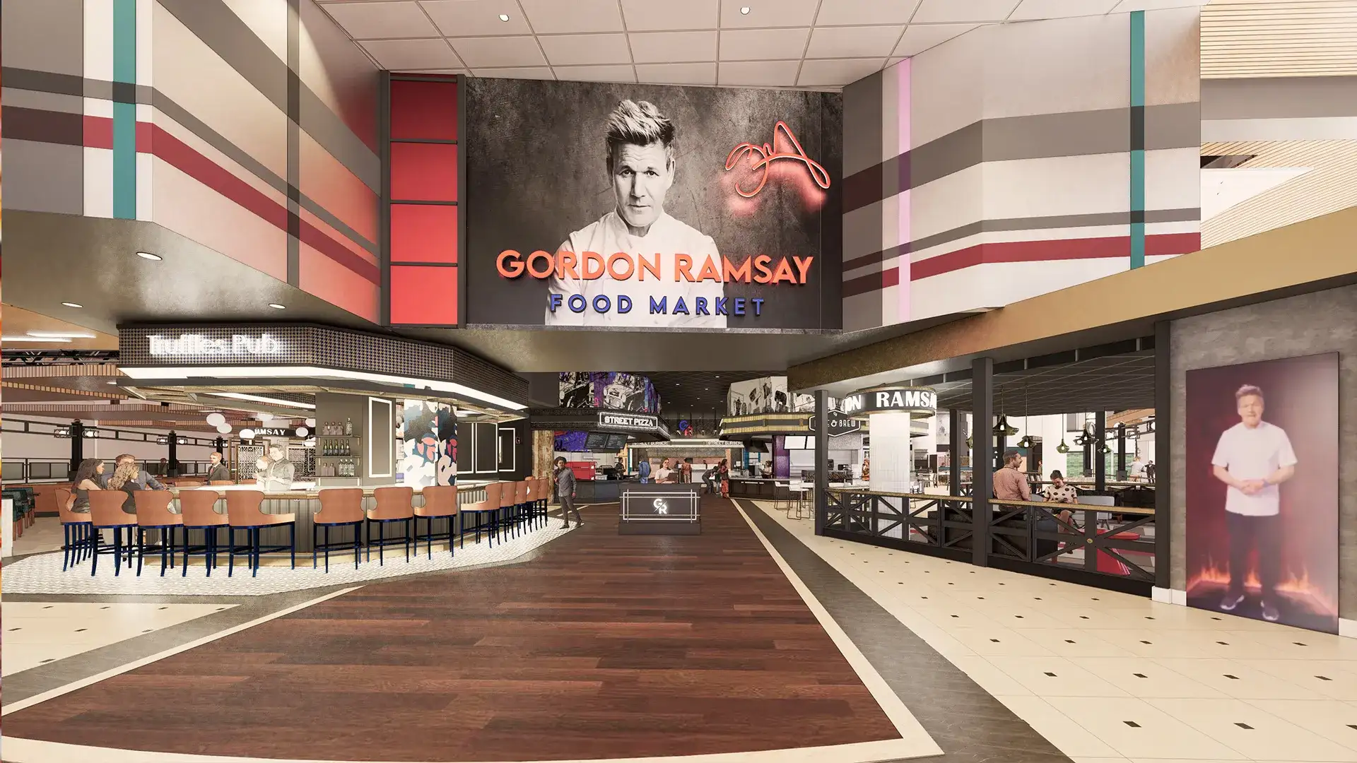 Gordon Ramsay Food Market main entrance.