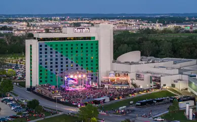 Stir Cove at Harrah's Council Bluffs.  Concert and entertainment venue.  Aerial Drone Shot.