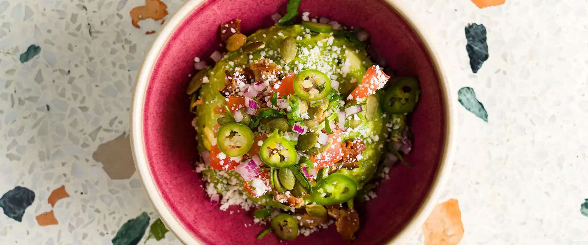 Guacamole at Tortazo by Chef Rick Bayless inside the Celebrity Food Hall at Caesars Palace Las Vegas.