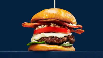 Blue Cheese burger with bacon.