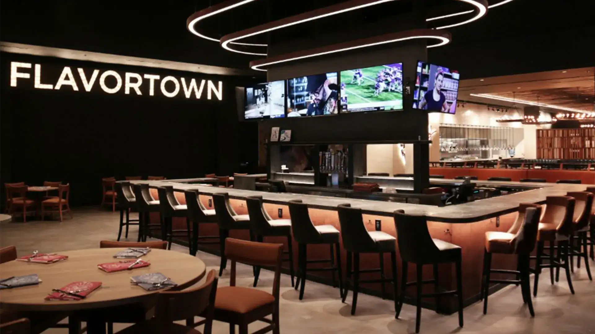 Guy Fieri's Kitchen + Bar Tunica Mississippi dining tables and bar