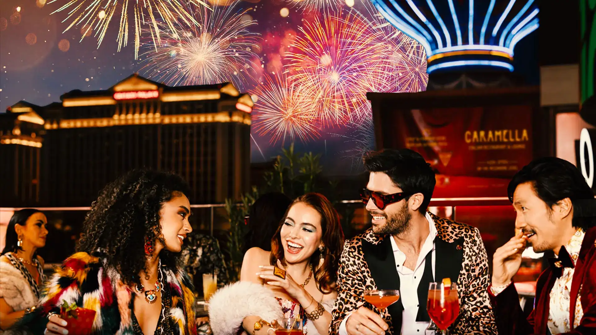 4th of July fireworks on terrace of Caramella