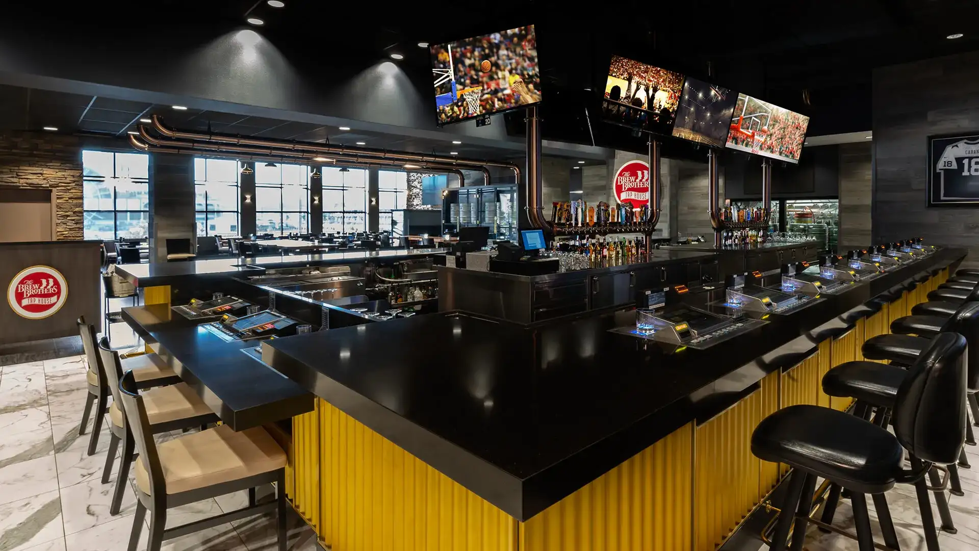 View of the bar inside of Brew Bros Laughlin.