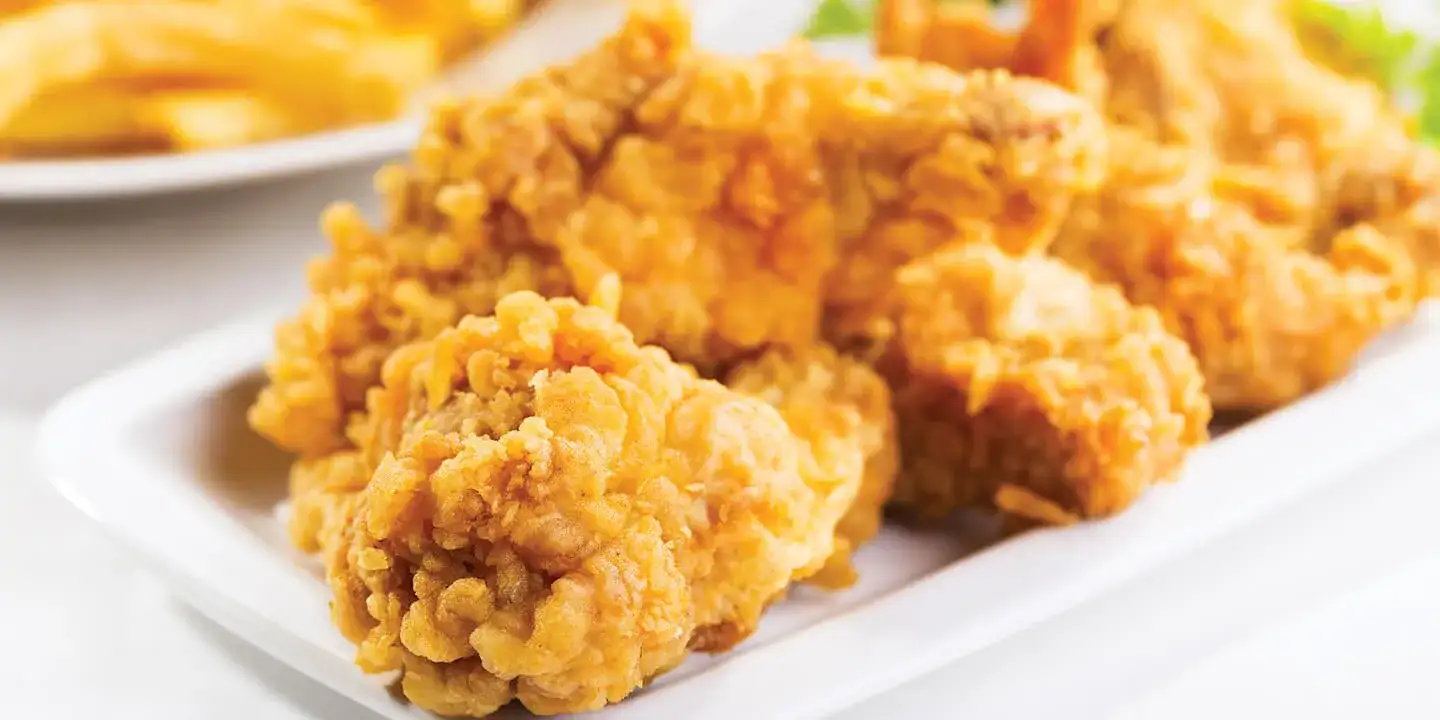 Fried boneless chicken strips.