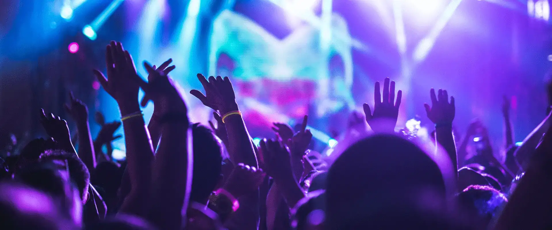 Concert Crowd with blue and purple lights