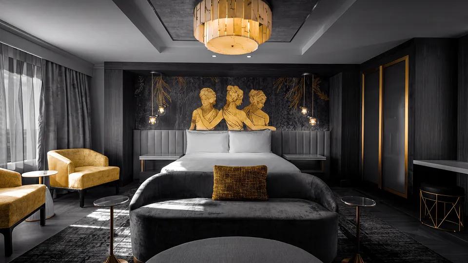 Elegant Caesars hotel suite, representing the complimentary suite upgrade benefit for Olympus members
