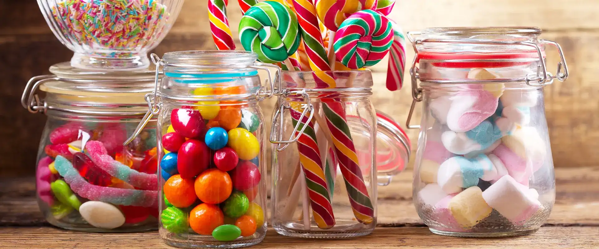 Jars filled with candy
