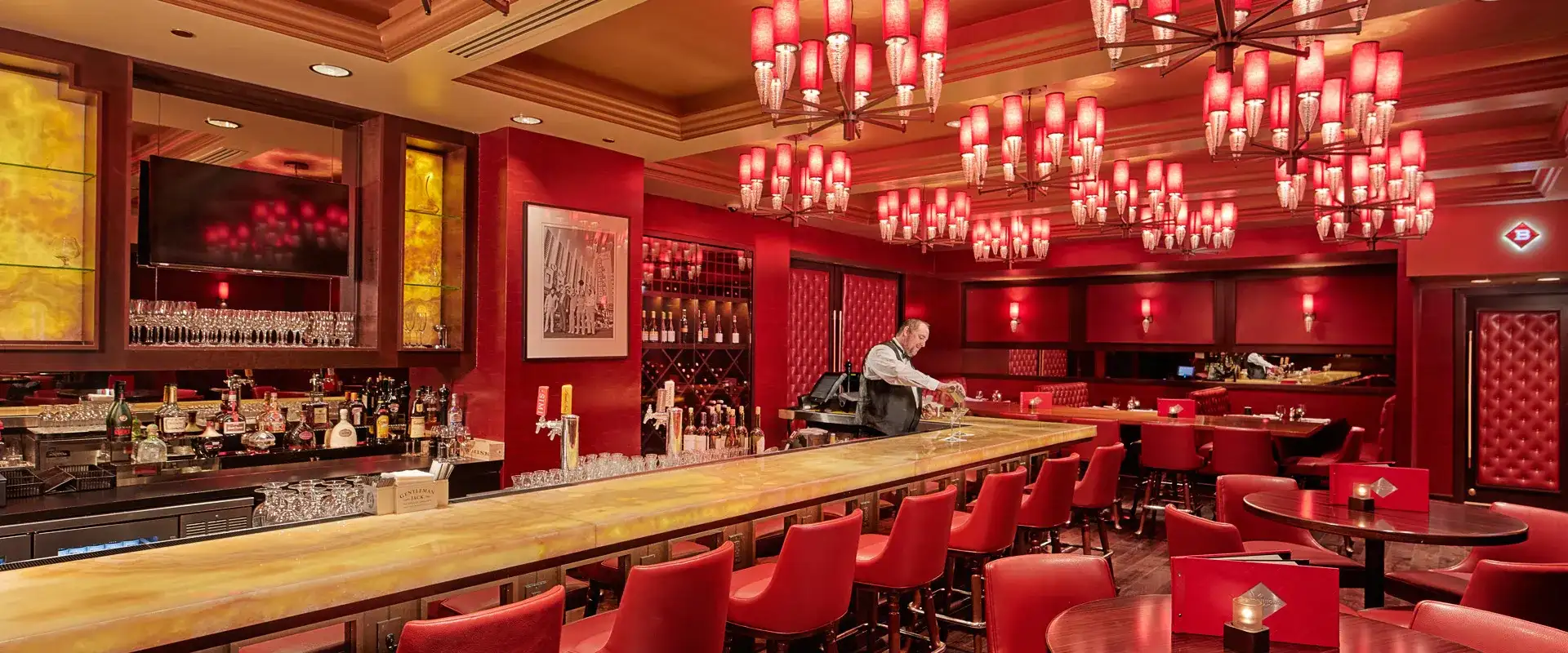 Binion's bar area with bartender