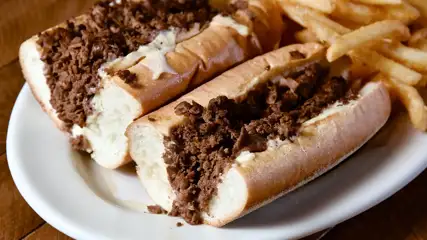 Philly Tap & Tavern cheesesteak sandwich.