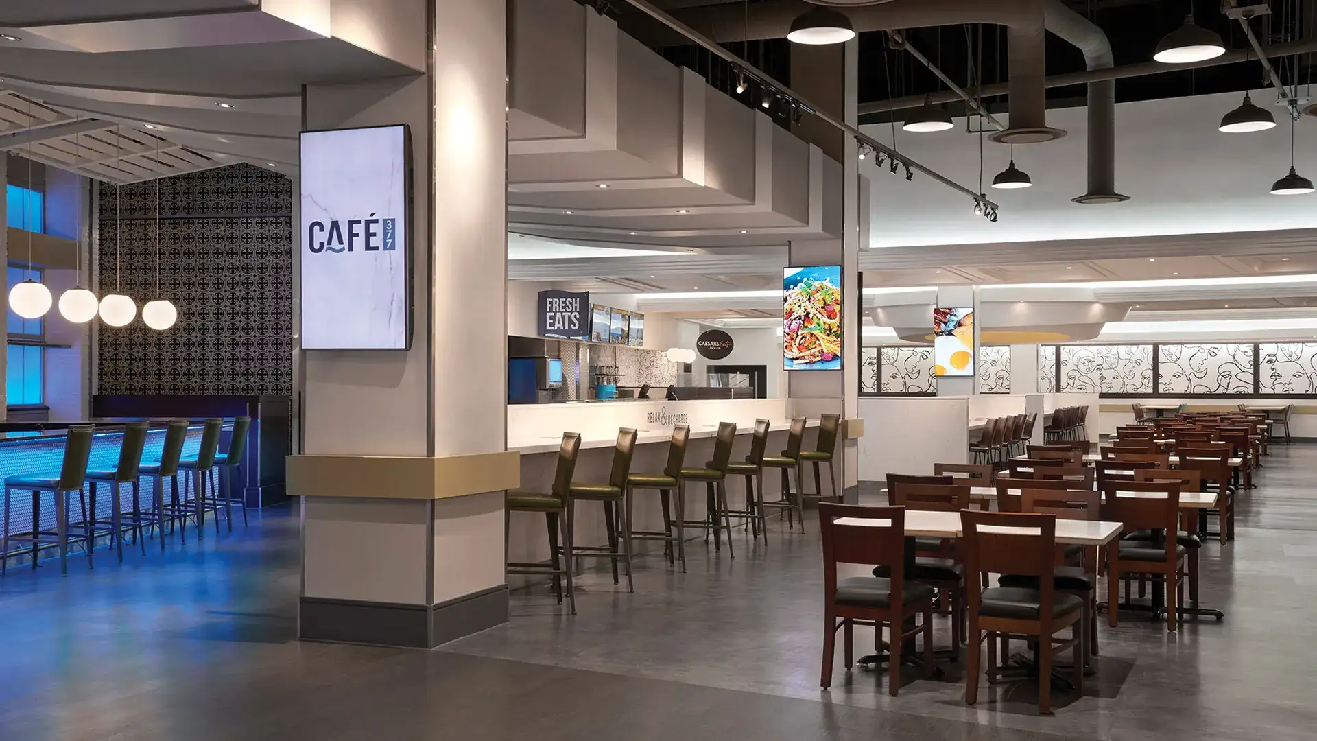 The front entrance of Cafe 377 at Caesars Windsor.