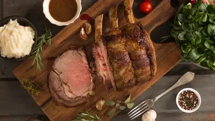 Aerial shot of tenderloin steak spread