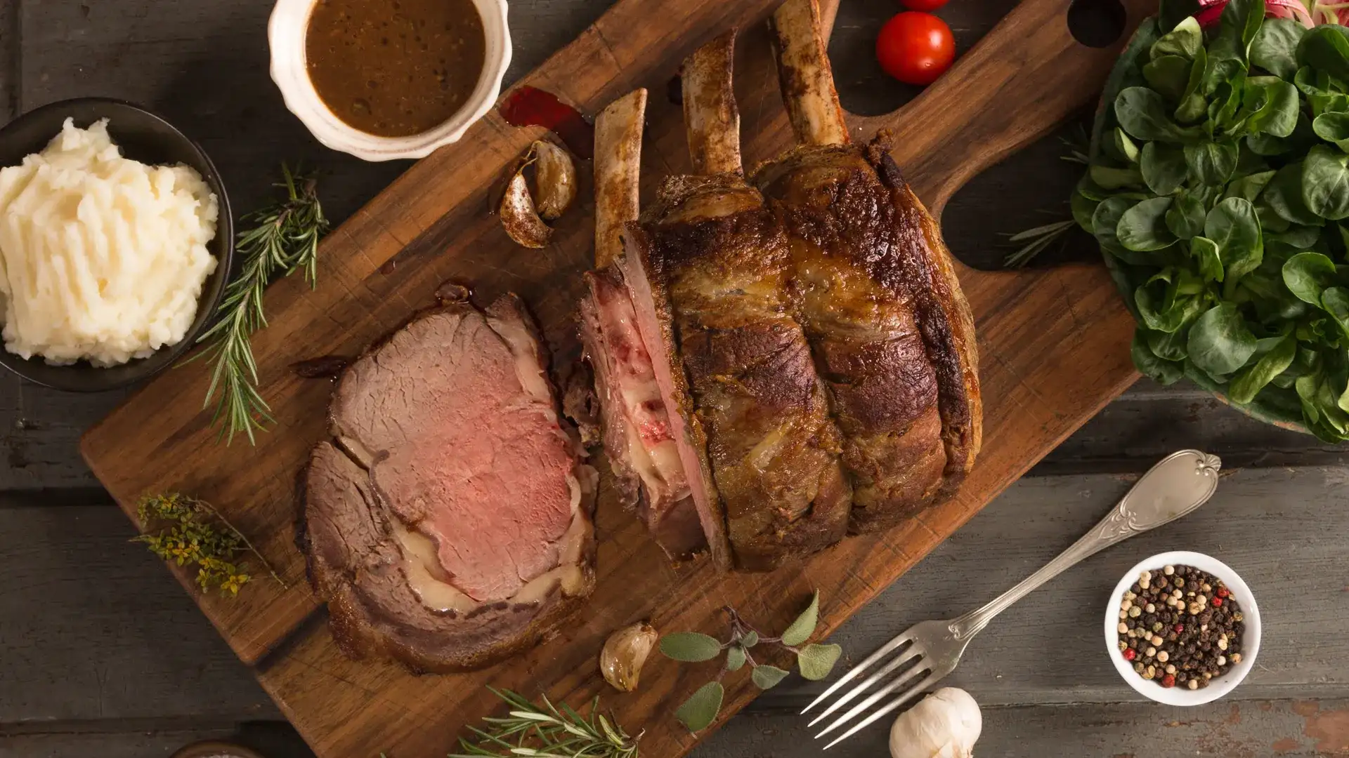 Aerial shot of tenderloin steak spread