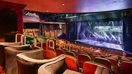 View of the stage from the audience.