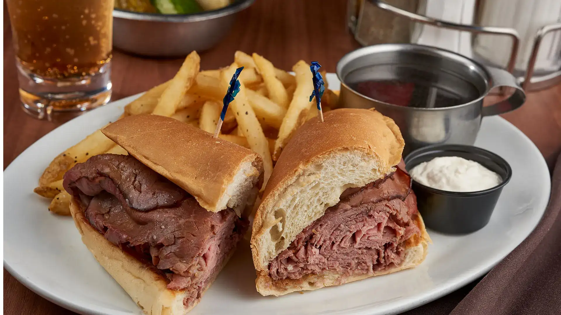 Roast beef sandwich and fries at Myron's.