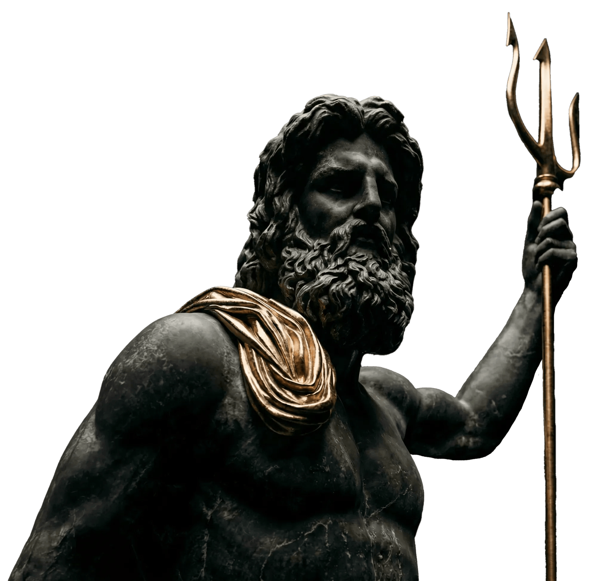 Statue of Neptune, Roman god of the sea, holding a trident, evoking the mythic prestige of the Olympus tier