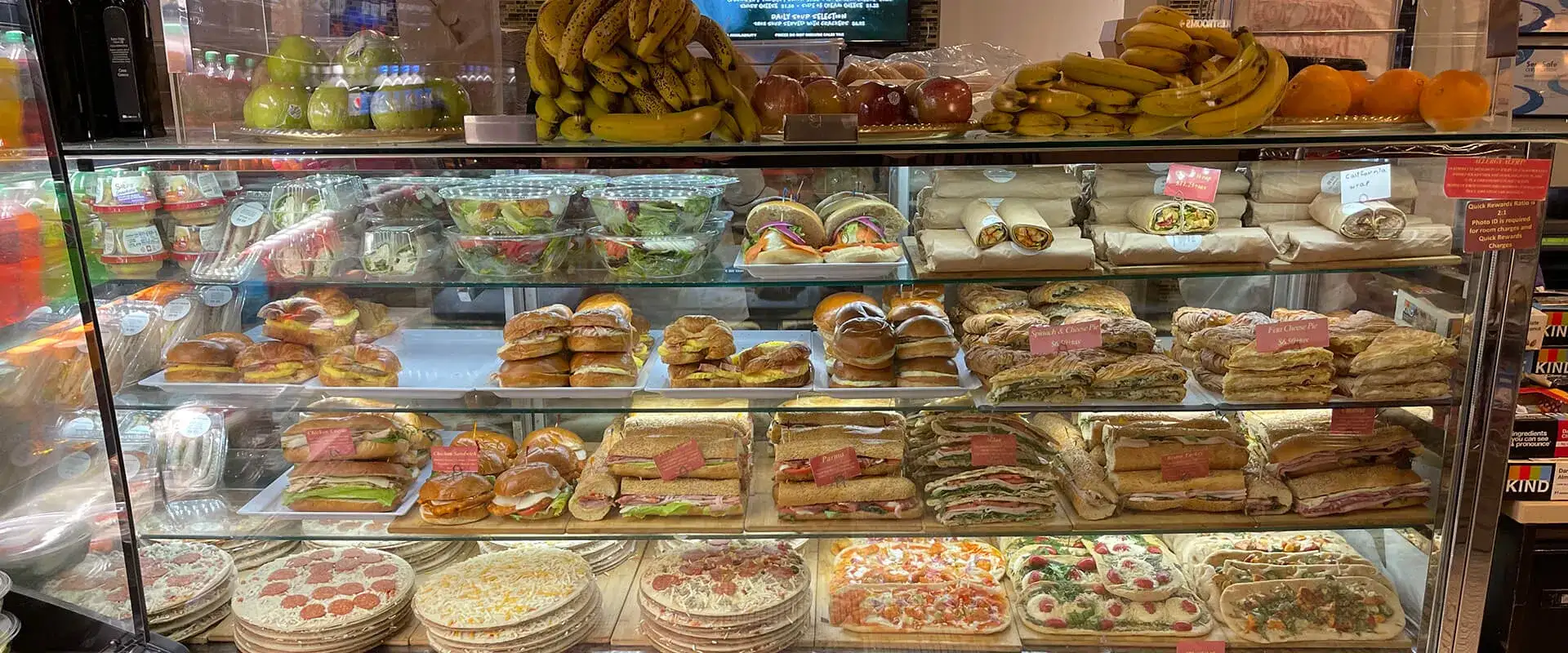 Display case of food from Tazza.