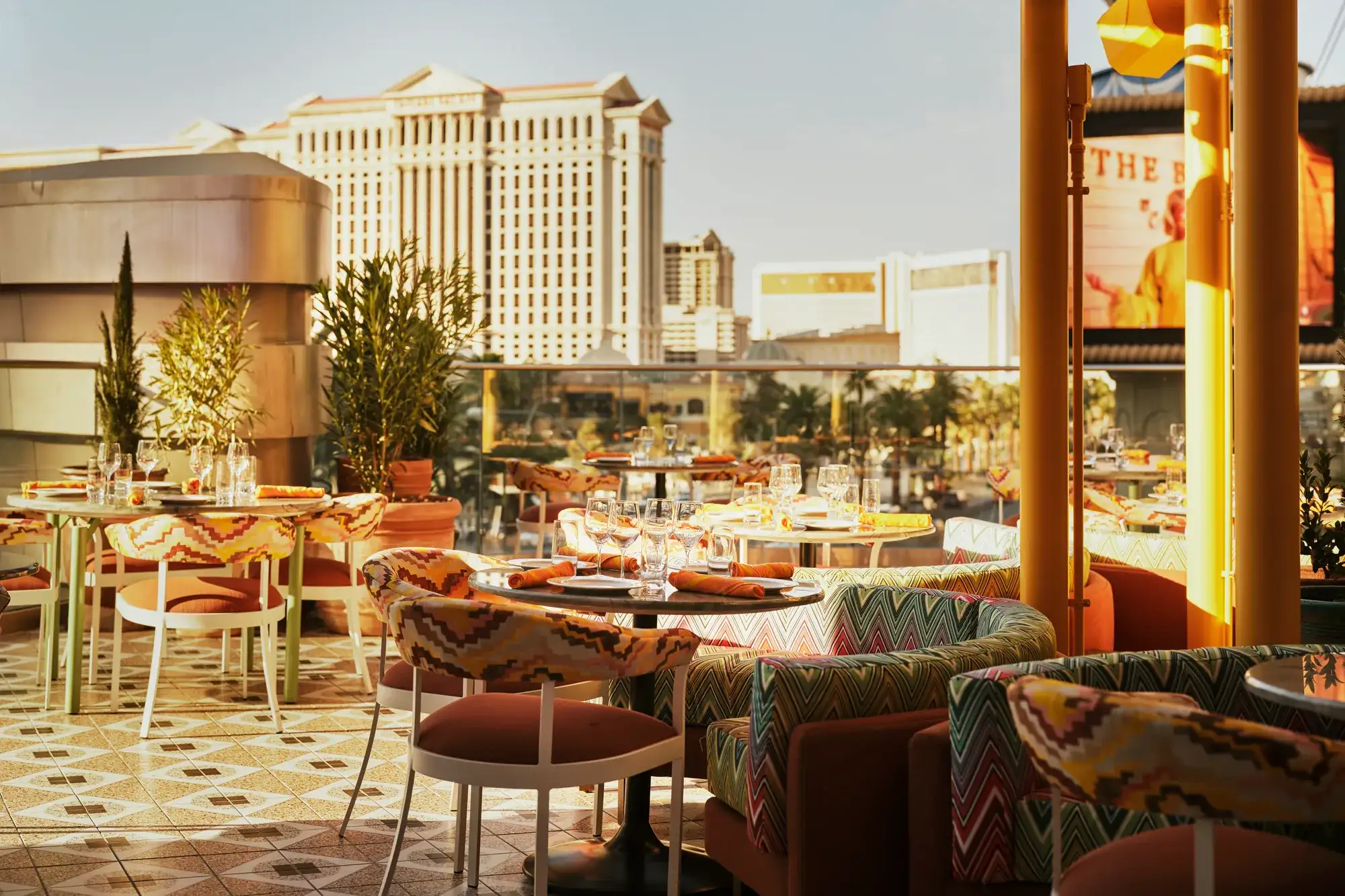 The patio at Caramella's Italian Restaurant at Planet Hollywood Las Vegas