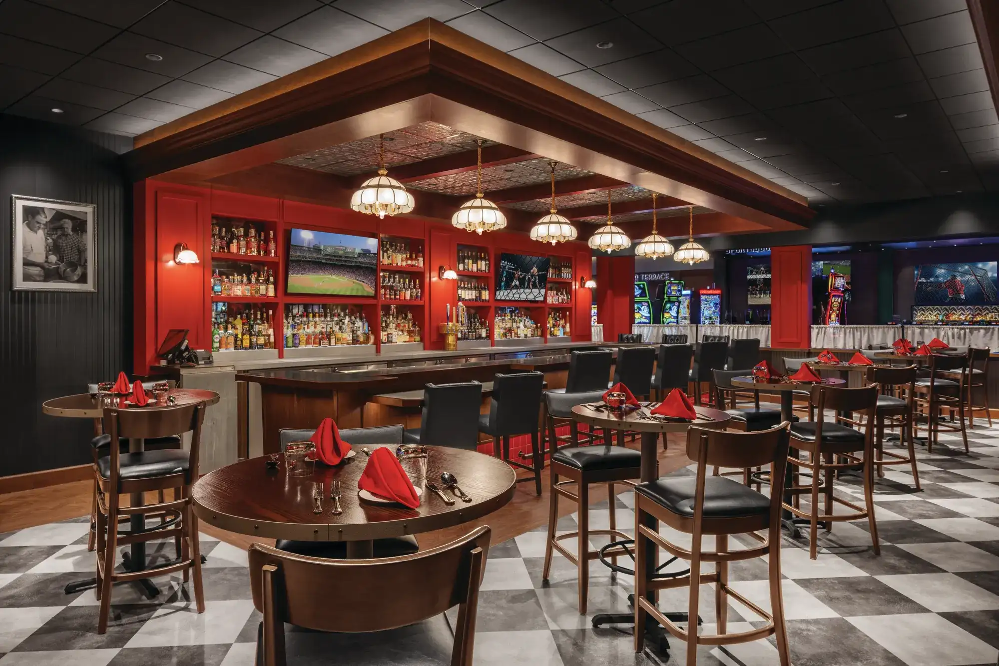 Entrance and dining area at Guy Fieri's Trattoria at Eldorado Scioto Downs.