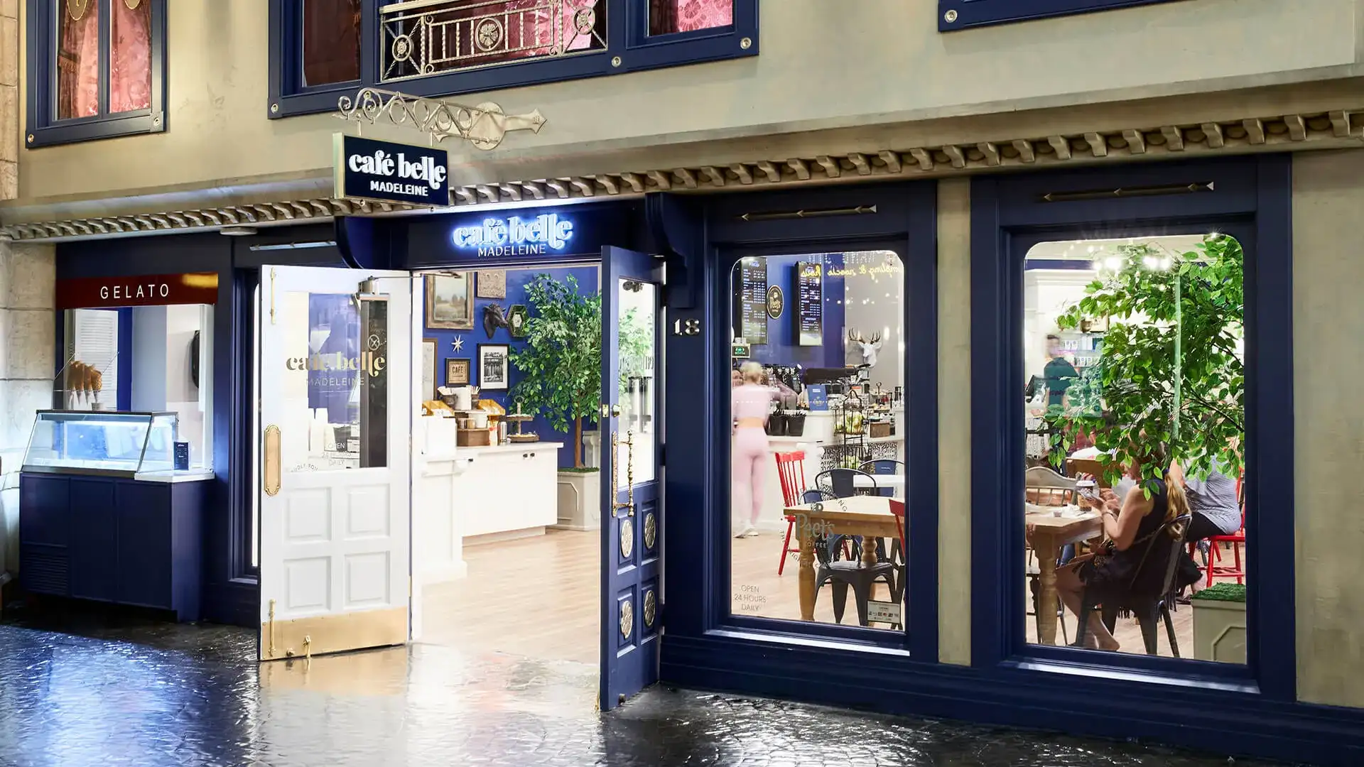 Entrance to Cafe Belle Madeleine.