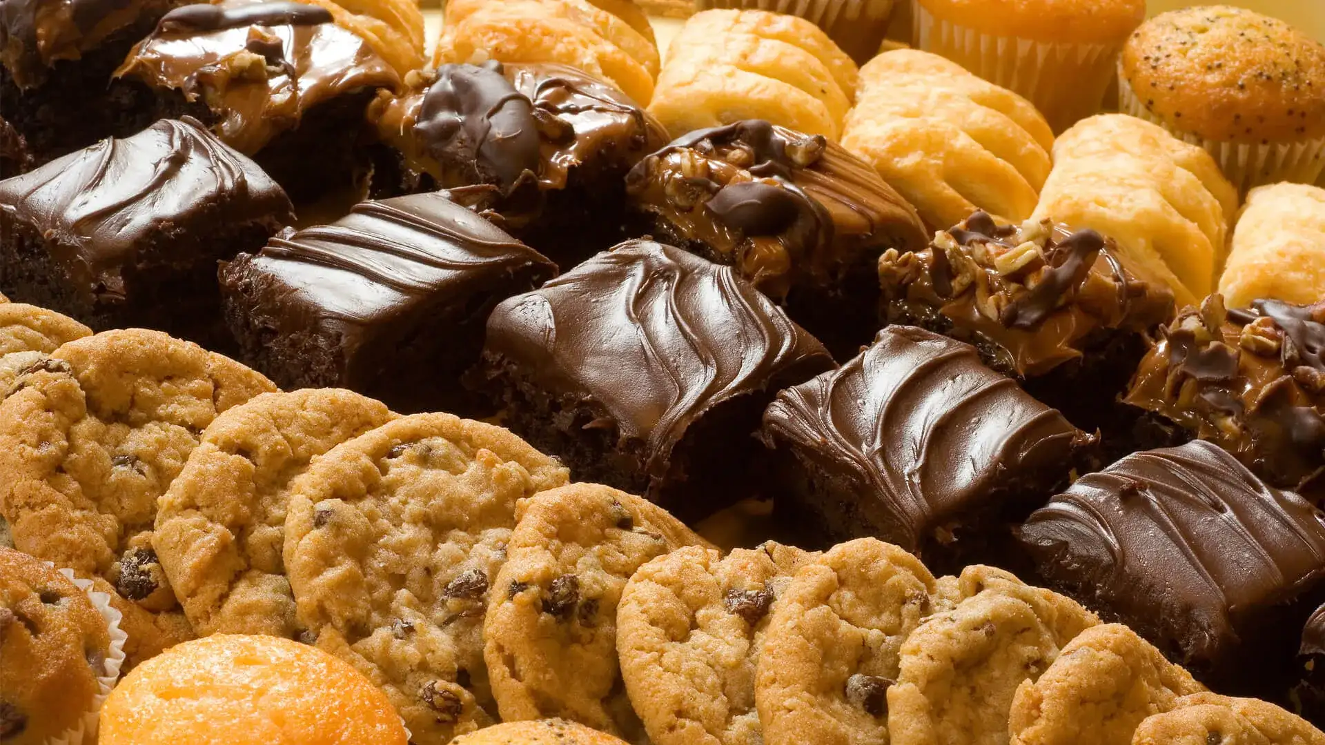 Spread of muffins, cookies, and brownies