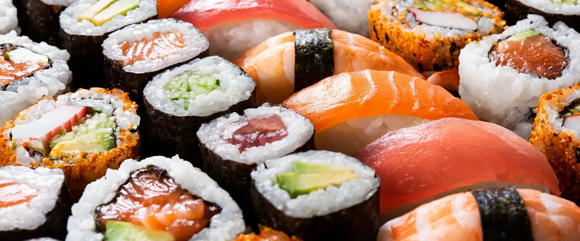 Hand cut sushi and nigiri.