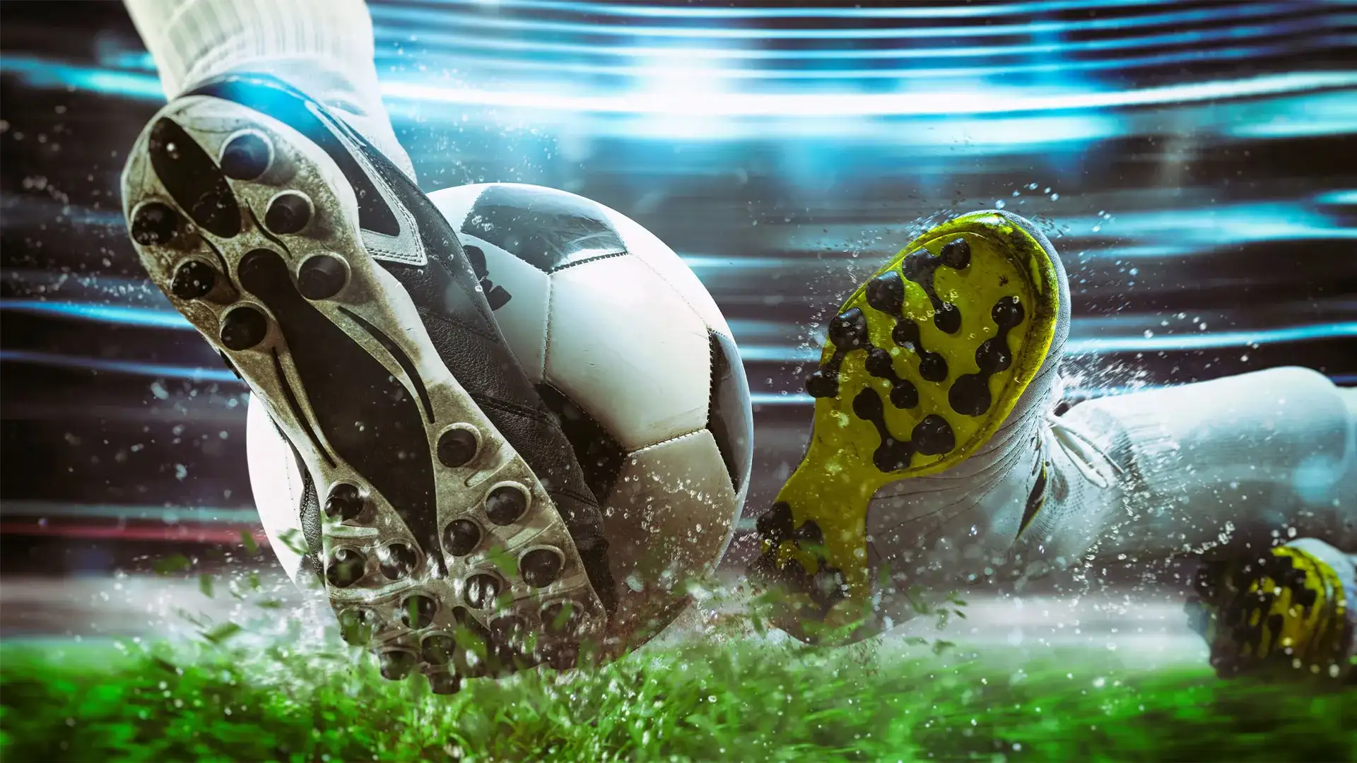Soccer ball with grass