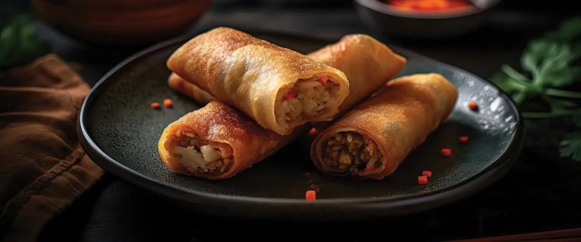 Egg Rolls cut and plated