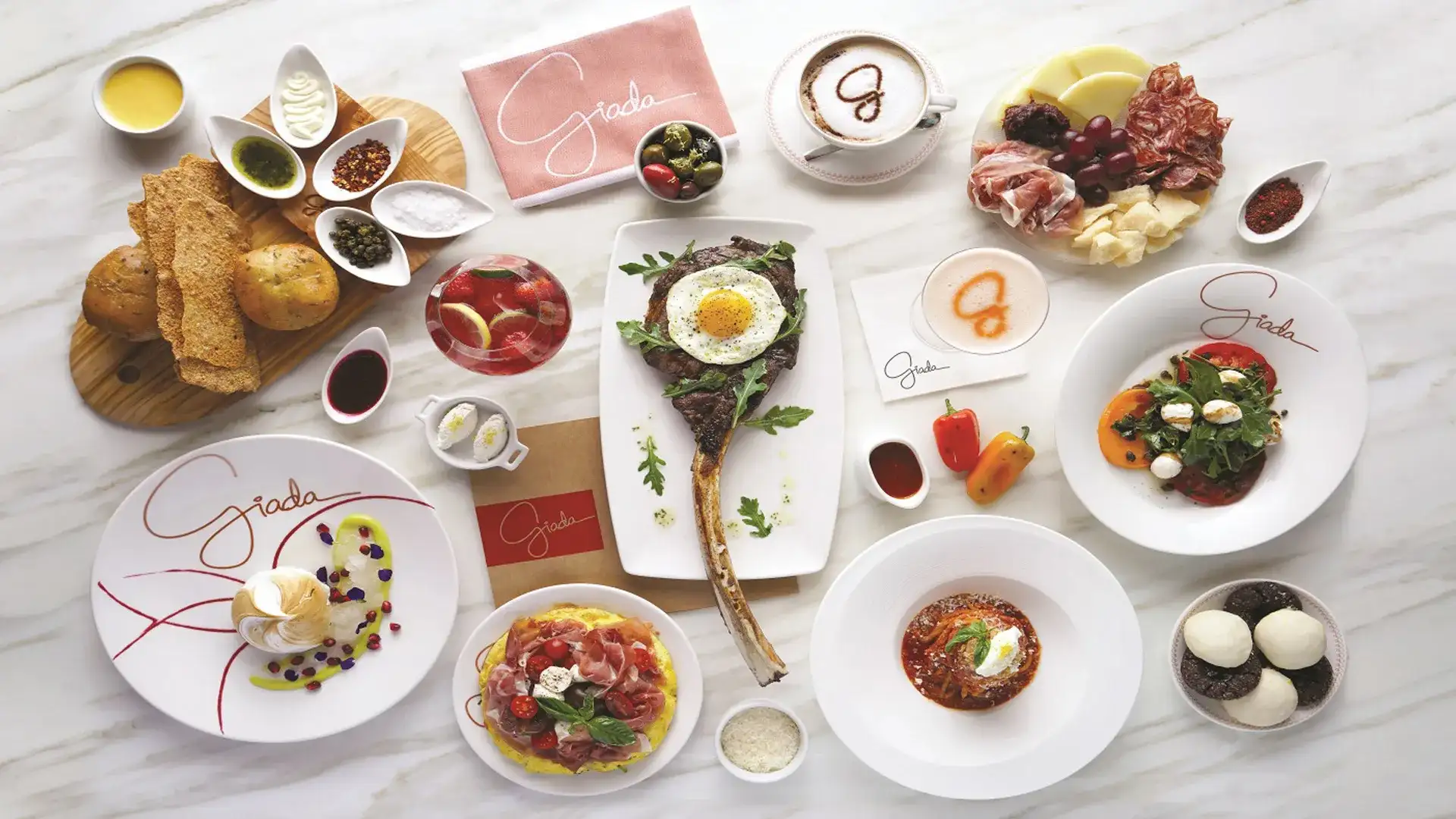 Table with a variety of food.