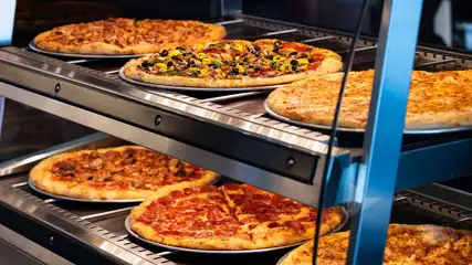 Pizza Display at Slice Pizzeria
